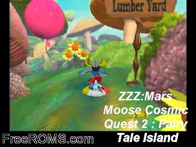 Mars Moose Cosmic Quest 2 - Fairy Tale Island PSX game showing 3D box cover and gameplay screenshot