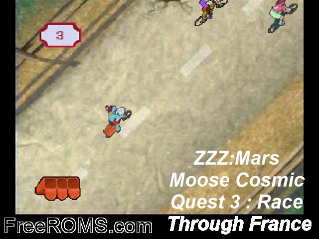 Mars Moose Cosmic Quest 3 - Race Through France PSX game showing 3D box cover and gameplay screenshot