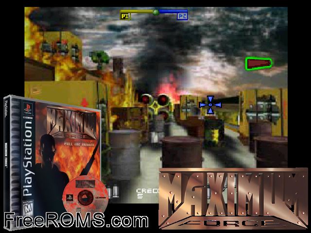 Maximum Force PSX game showing 3D box cover and gameplay screenshot