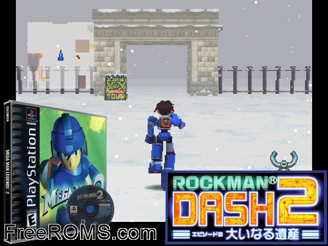 Mega Man Legends 2 PSX game showing 3D box cover and gameplay screenshot