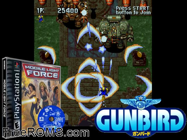 Mobile Light Force PSX game showing 3D box cover and gameplay screenshot