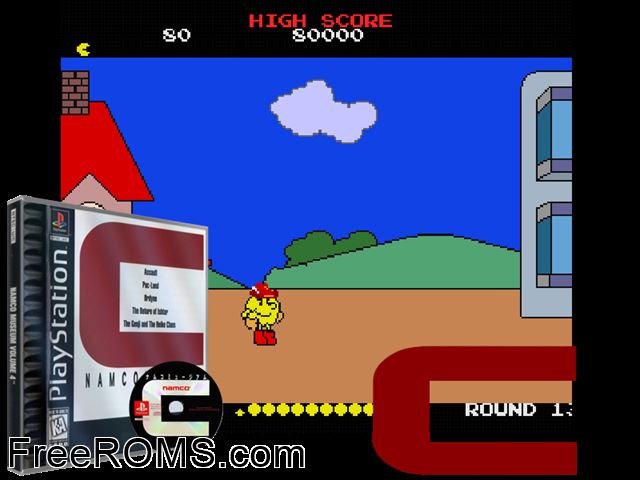 Namco Museum Vol.4 PSX game showing 3D box cover and gameplay screenshot