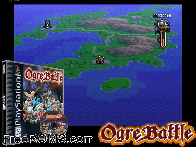 Ogre Battle - Ep.5 - The March of the Black Queen [Limited Edition] PSX game showing 3D box cover and gameplay screenshot