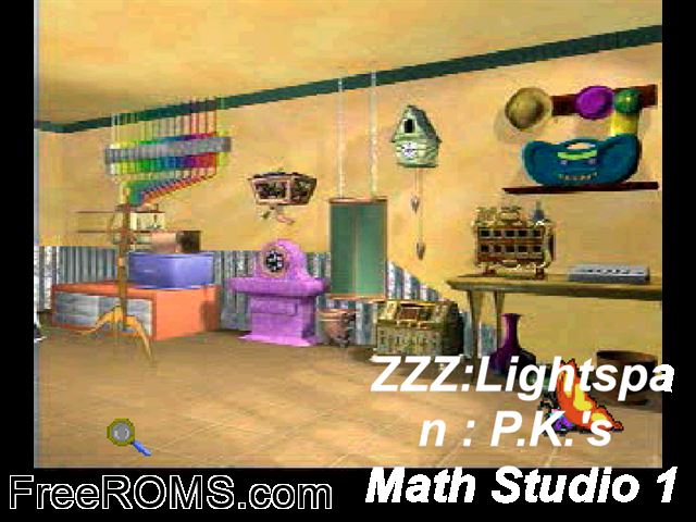 P.K.s Math Studio 1 PSX game showing 3D box cover and gameplay screenshot