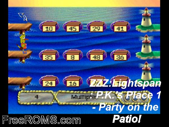 P.K.s Place 1 - Party On The Patio! PSX game showing 3D box cover and gameplay screenshot