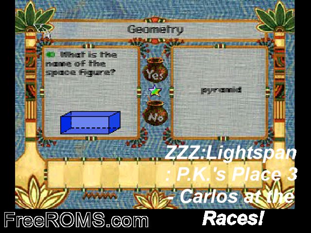 P.K.s Place 3 - Carlos At The Races! PSX game showing 3D box cover and gameplay screenshot