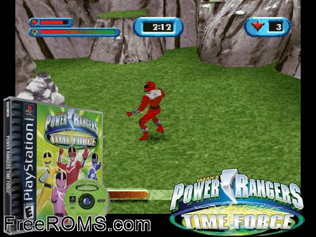 Power Rangers - Time Force PSX game showing 3D box cover and gameplay screenshot