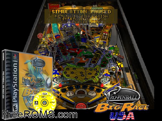 Pro Pinball - Big Race USA PSX game showing 3D box cover and gameplay screenshot