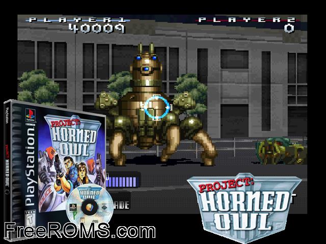 Project - Horned Owl PSX game showing 3D box cover and gameplay screenshot