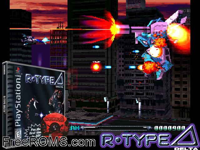 R-Type Delta PSX game showing 3D box cover and gameplay screenshot