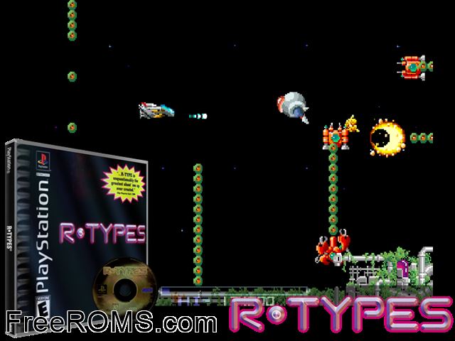 R-Types PSX game showing 3D box cover and gameplay screenshot