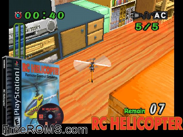 RC Helicopter PSX game showing 3D box cover and gameplay screenshot