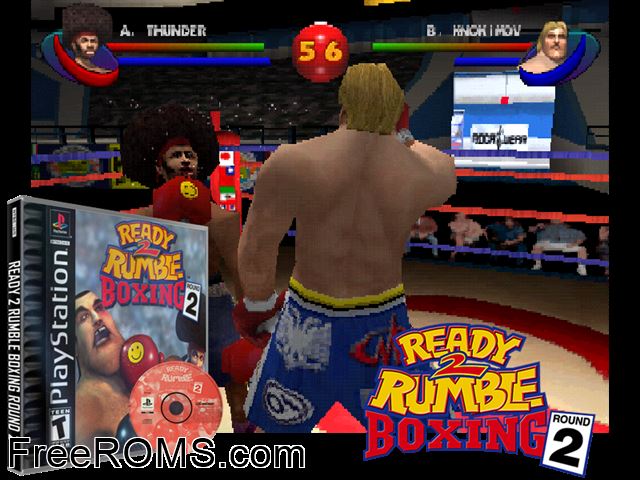 Ready 2 Rumble Boxing - Round 2 PSX game showing 3D box cover and gameplay screenshot