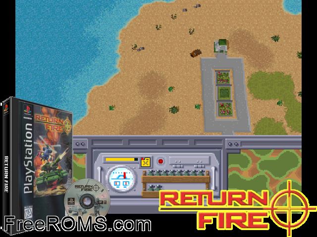 Return Fire PSX game showing 3D box cover and gameplay screenshot