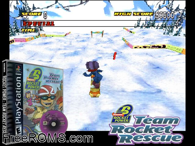 Rocket Power - Team Rocket Rescue PSX game showing 3D box cover and gameplay screenshot