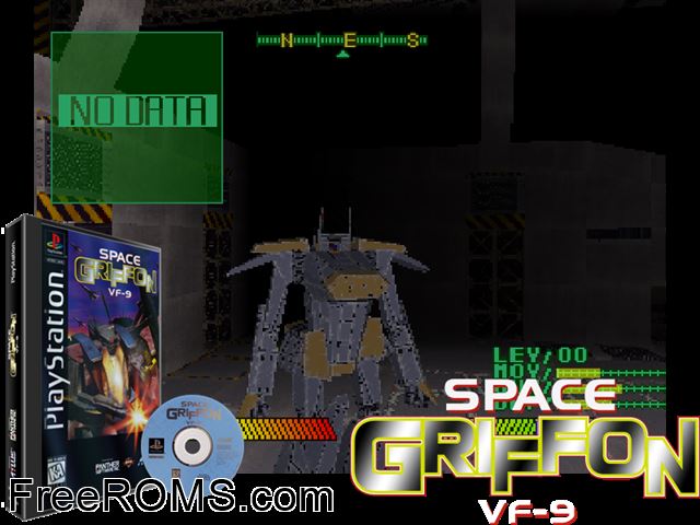Space Griffon VF-9 PSX game showing 3D box cover and gameplay screenshot