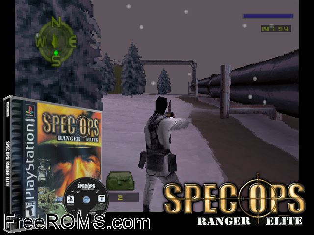 Spec Ops - Ranger Elite PSX game showing 3D box cover and gameplay screenshot