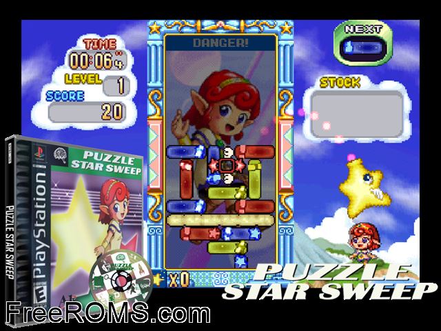 Star Sweep PSX game showing 3D box cover and gameplay screenshot
