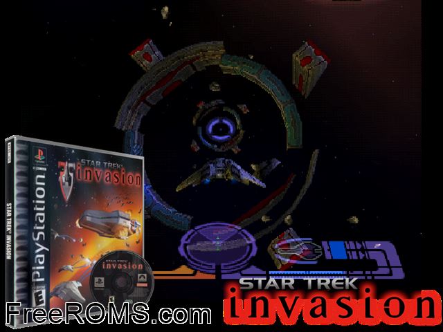 Star Trek - Invasion PSX game showing 3D box cover and gameplay screenshot