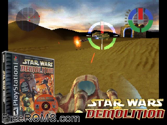 Star Wars - Demolition PSX game showing 3D box cover and gameplay screenshot