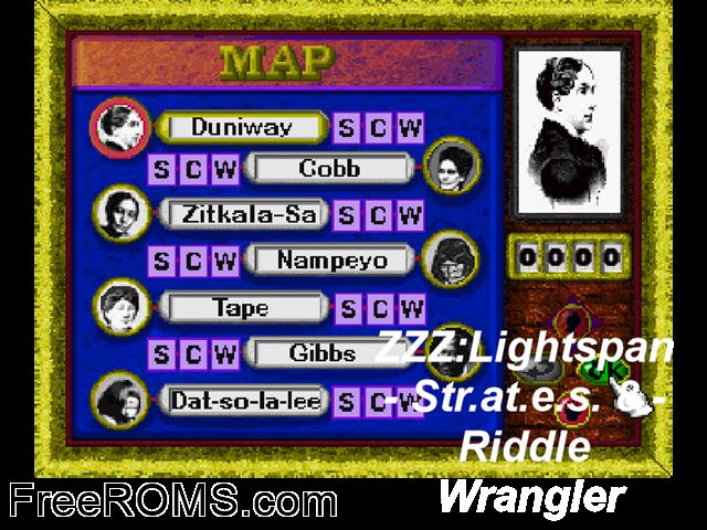 Str.at.e.s. 8 - Riddle Wrangler! PSX game showing 3D box cover and gameplay screenshot