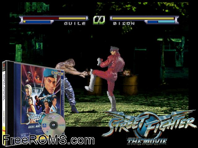 Street Fighter - The Movie PSX game showing 3D box cover and gameplay screenshot