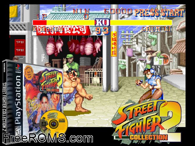 Street Fighter Collection 2 PSX game showing 3D box cover and gameplay screenshot