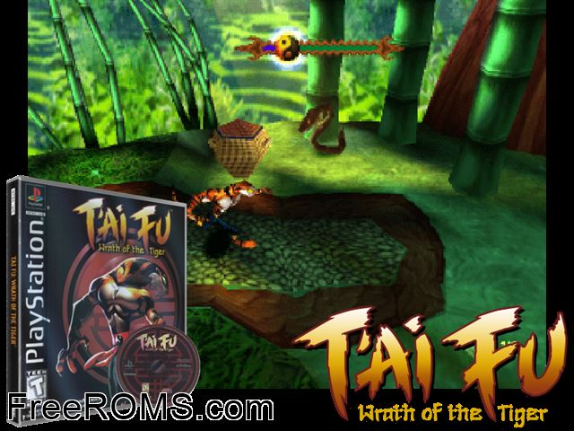 T'ai Fu - Wrath of the Tiger PSX game showing 3D box cover and gameplay screenshot