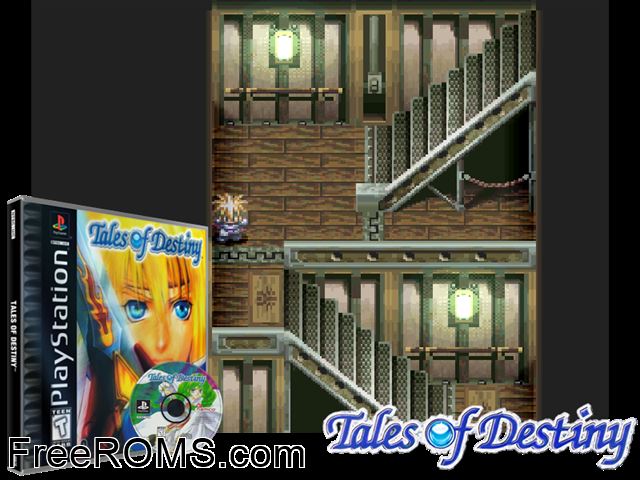 Tales Of Destiny PSX game showing 3D box cover and gameplay screenshot