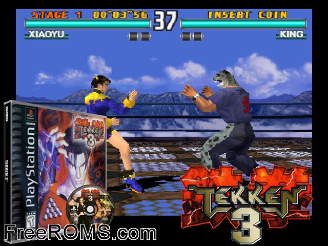 Tekken 3 PSX game showing 3D box cover and gameplay screenshot