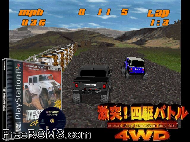 Test Drive Off-Road PSX game showing 3D box cover and gameplay screenshot