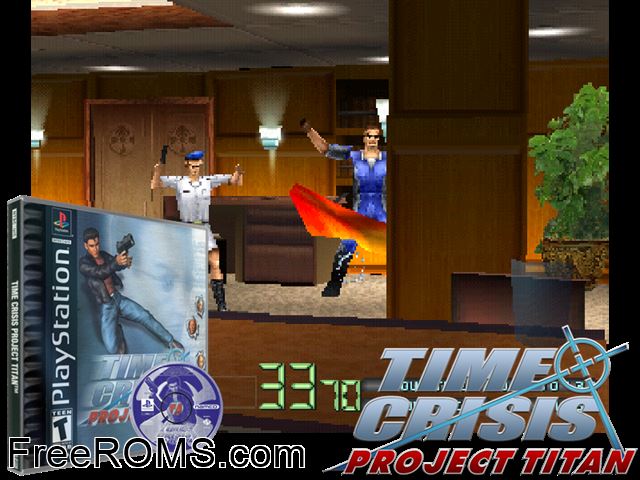 Time Crisis - Project Titan PSX game showing 3D box cover and gameplay screenshot