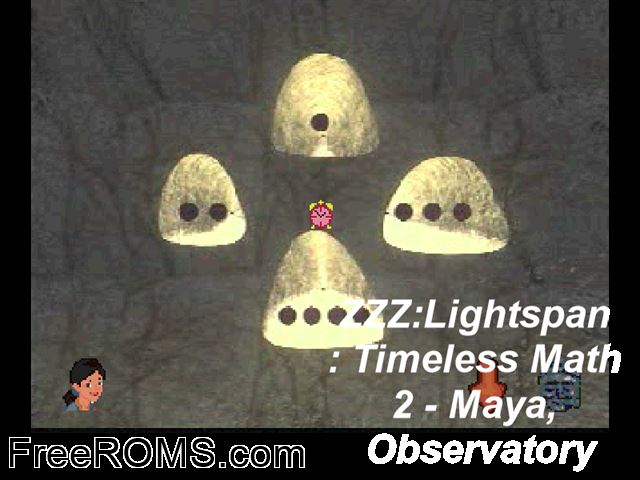 Timeless Math 2 - Maya, Observatory PSX game showing 3D box cover and gameplay screenshot