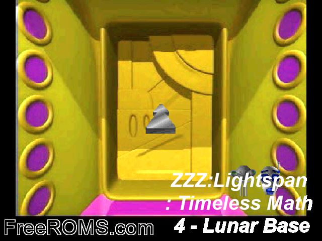 Timeless Math 4 - Lunar Base PSX game showing 3D box cover and gameplay screenshot