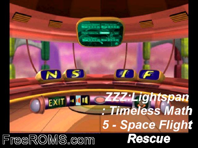 Timeless Math 5 - Space Flight Rescue PSX game showing 3D box cover and gameplay screenshot