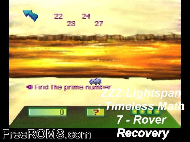 Timeless Math 7 - Rover Recovery PSX game showing 3D box cover and gameplay screenshot