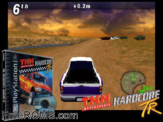 TNN Motorsports Hardcore TR PSX game showing 3D box cover and gameplay screenshot