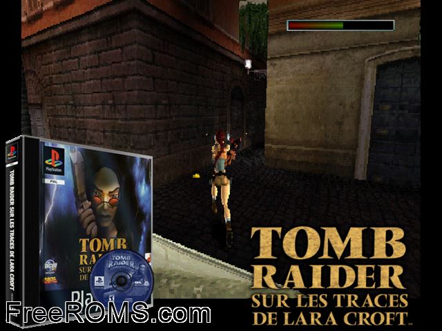 Tomb Raider 5 - Chronicles PSX game showing 3D box cover and gameplay screenshot