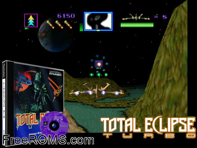 Total Eclipse - Turbo PSX game showing 3D box cover and gameplay screenshot