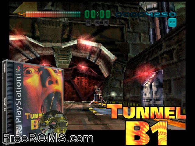 Tunnel B1 PSX game showing 3D box cover and gameplay screenshot