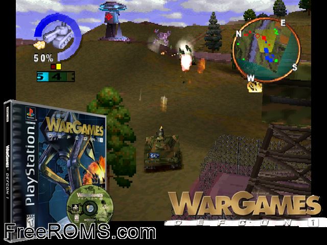 War Games - Defcon 1 PSX game showing 3D box cover and gameplay screenshot