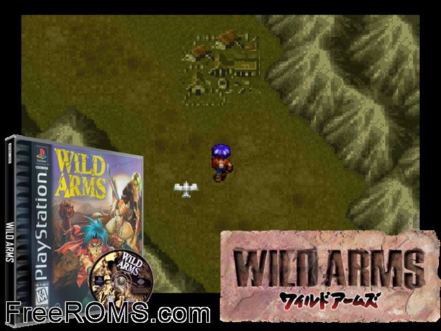 Wild Arms PSX game showing 3D box cover and gameplay screenshot