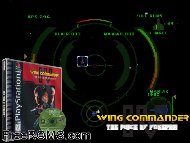 Wing Commander IV - The Price Of Freedom (Disc 2) PSX game showing 3D box cover and gameplay screenshot