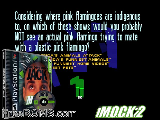 You Dont Know Jack Mock 2 PSX game showing 3D box cover and gameplay screenshot