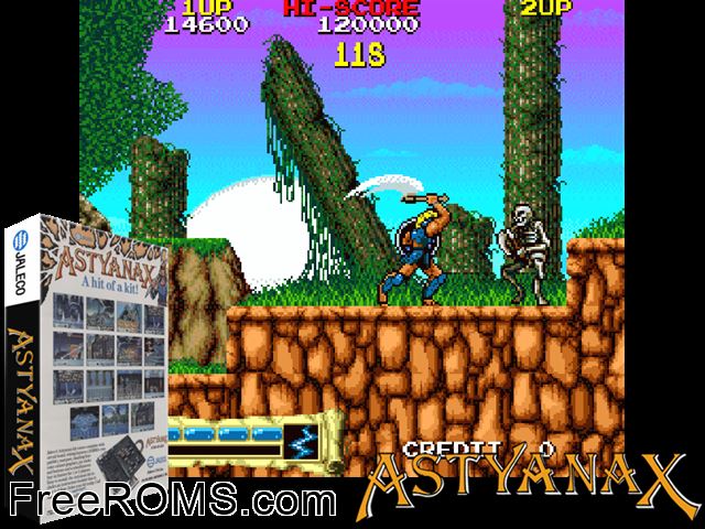 Astyanax Raine game showing 3D box cover and gameplay screenshot