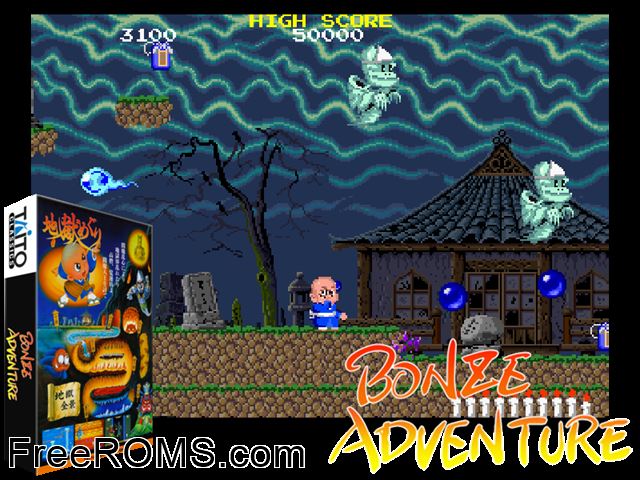 Bonze's  Adventure Raine game showing 3D box cover and gameplay screenshot
