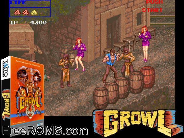 Growl Raine game showing 3D box cover and gameplay screenshot