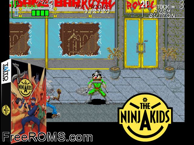 Ninja Kids Raine game showing 3D box cover and gameplay screenshot