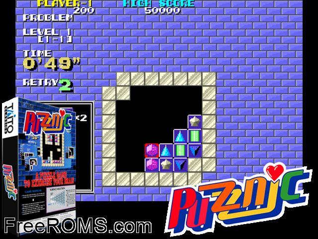 Puzznic Raine game showing 3D box cover and gameplay screenshot