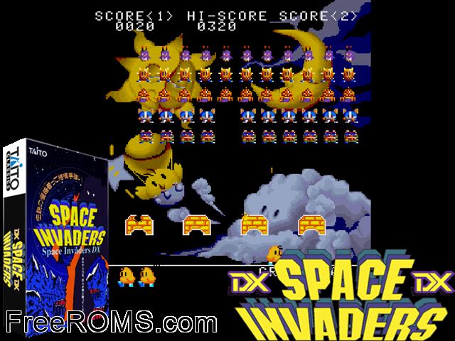 Space Invaders  DX Raine game showing 3D box cover and gameplay screenshot